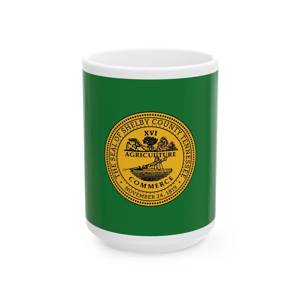Flag of Shelby County Tennessee (United States) White Coffee Mug 15oz - Go Mug Yourself