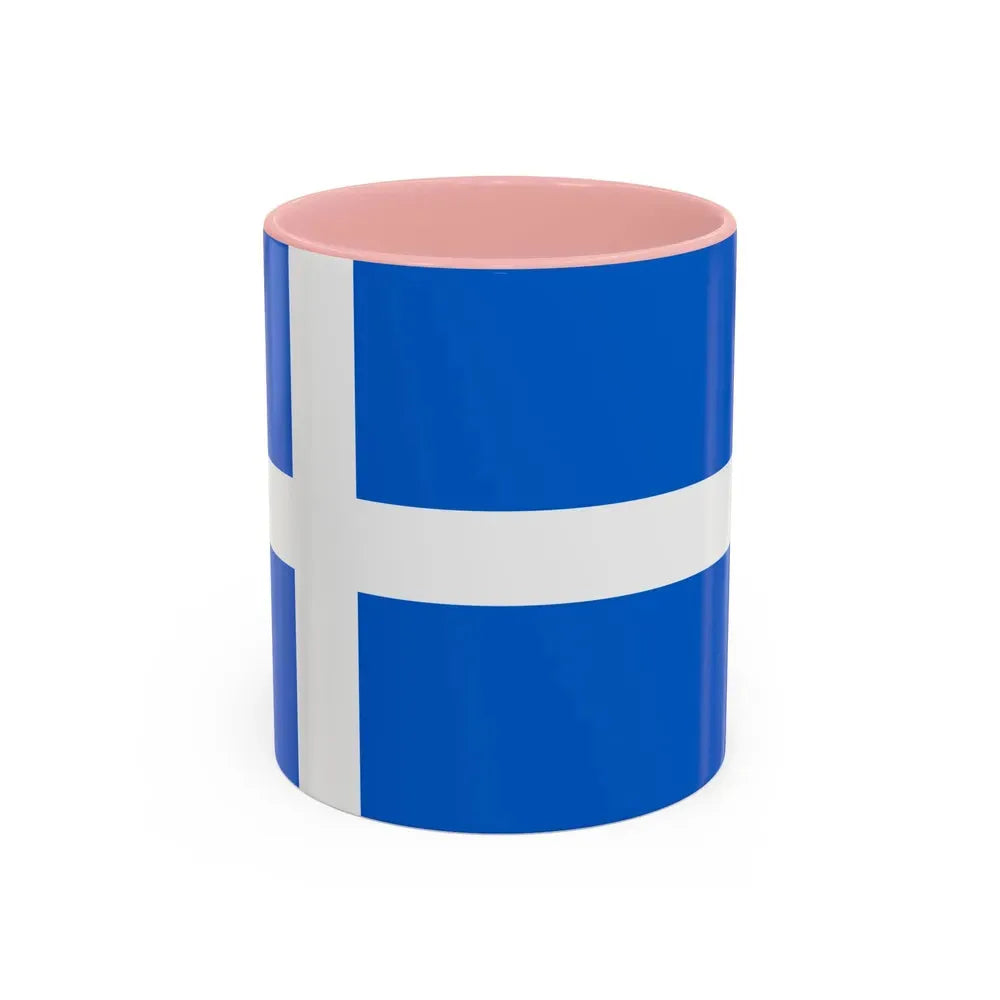 Flag of Shetland UK - Accent Coffee Mug 11oz Pink - Go Mug Yourself