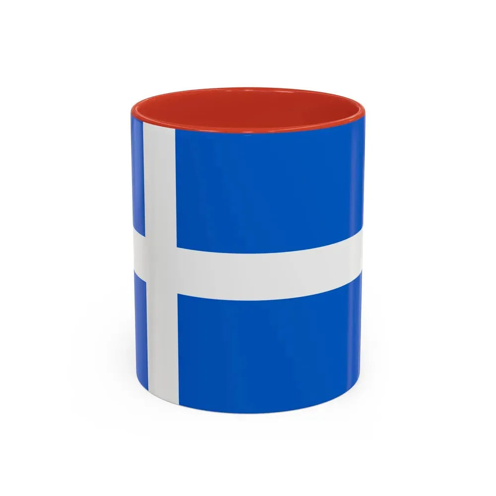 Flag of Shetland UK - Accent Coffee Mug 11oz Red - Go Mug Yourself