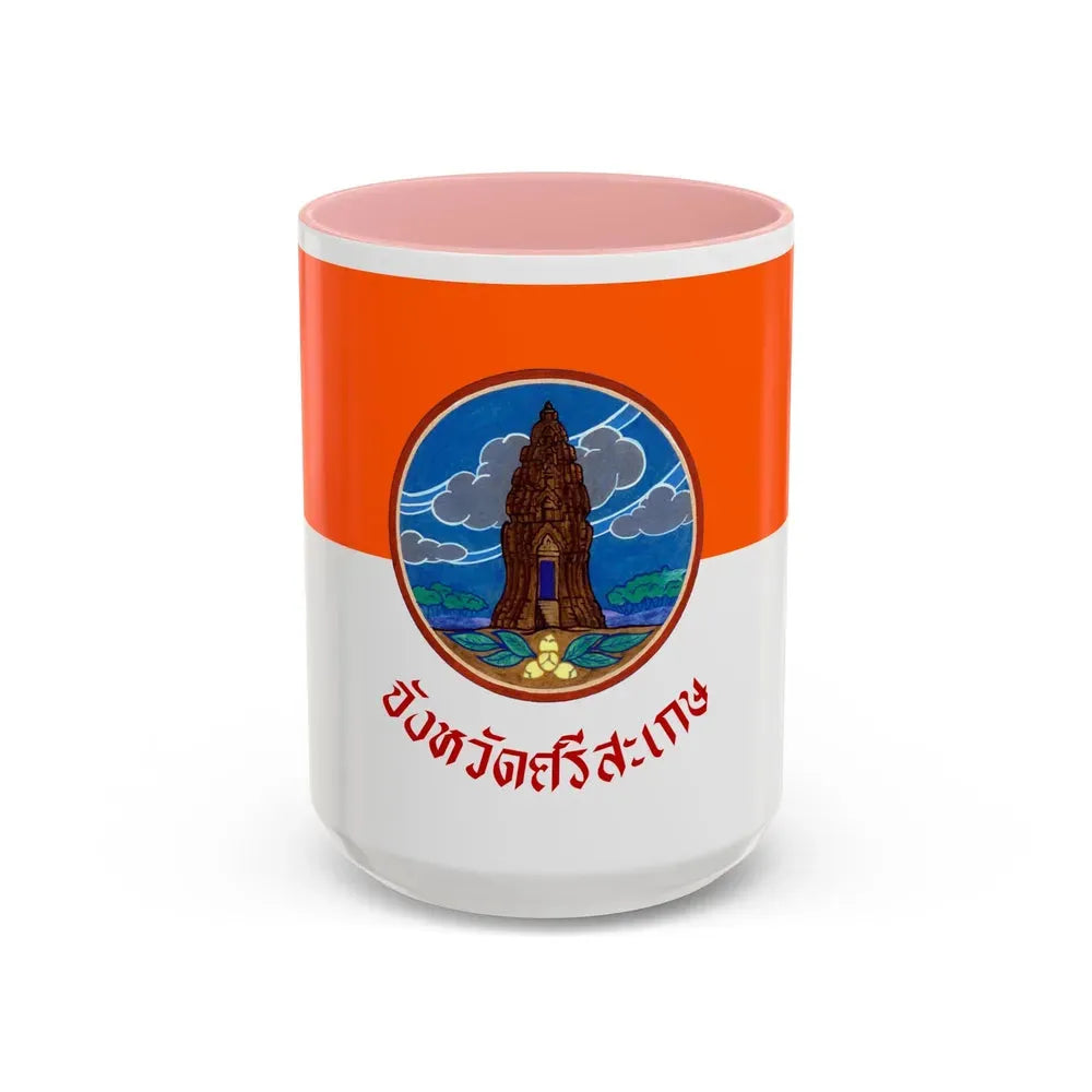 Flag of Si Sa Ket Province Thailand - Accent Coffee Mug 15oz Pink - Go Mug Yourself