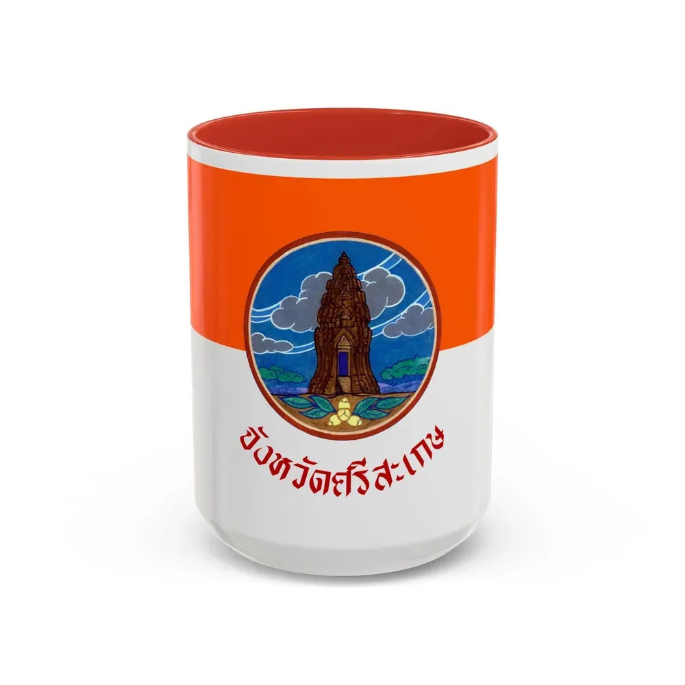 Flag of Si Sa Ket Province Thailand - Accent Coffee Mug 15oz Red - Go Mug Yourself