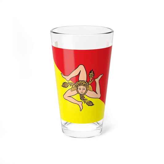 Flag of Sicily (Italy) Pint Glass 16oz 16oz - Go Mug Yourself