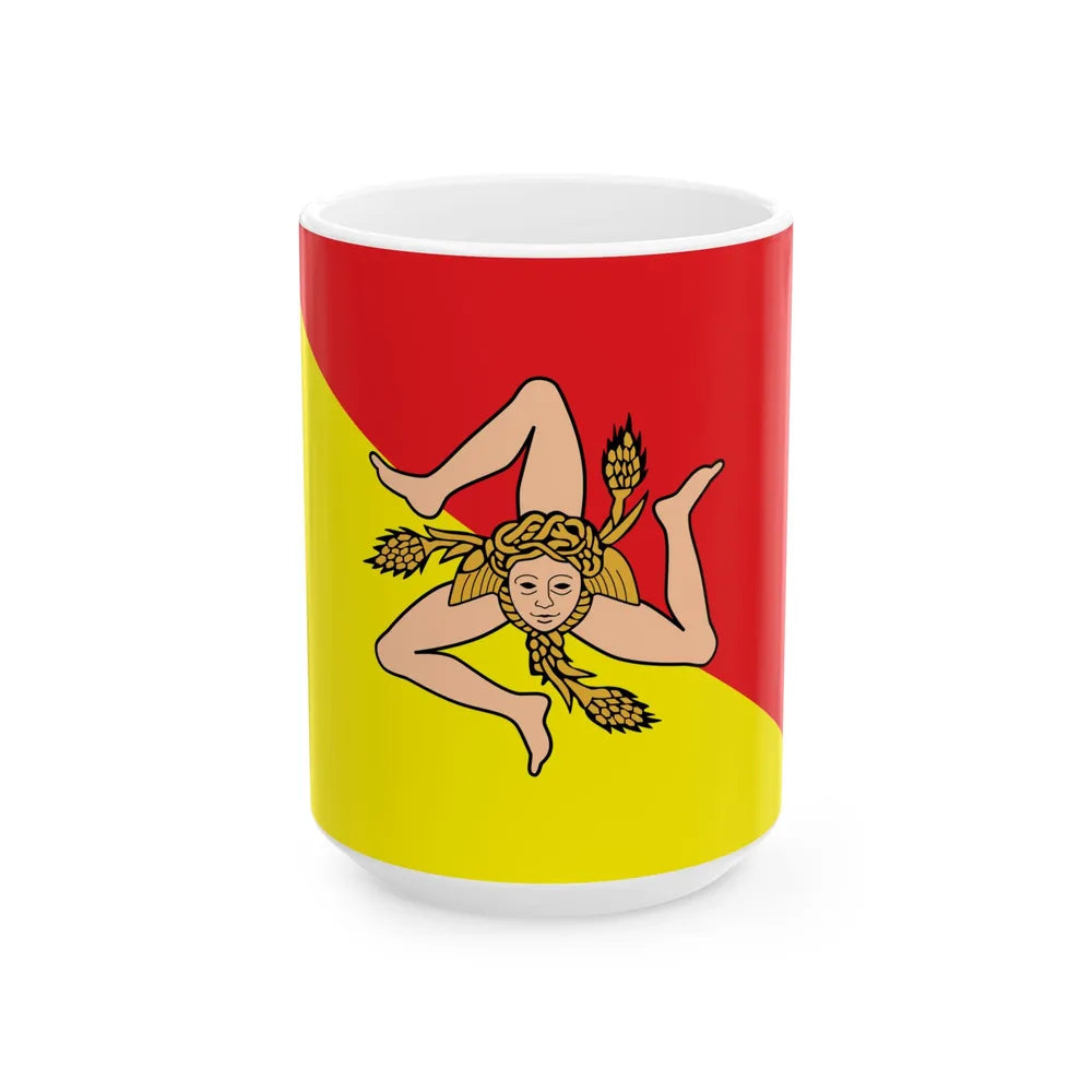 Flag of Sicily (Italy) White Coffee Mug 15oz - Go Mug Yourself