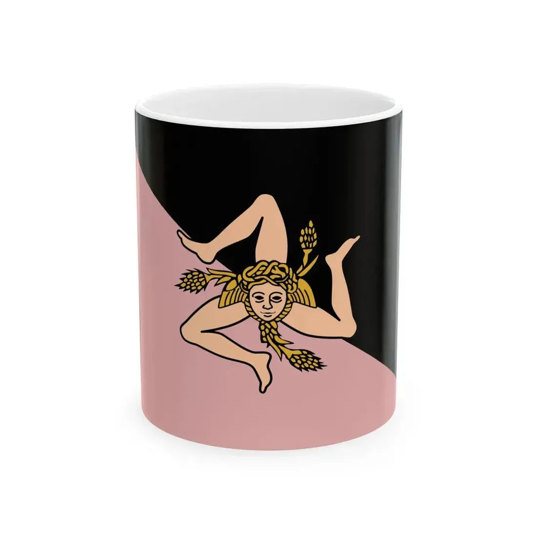 Flag of Sicily pink and black (Italy) White Coffee Mug 11oz - Go Mug Yourself