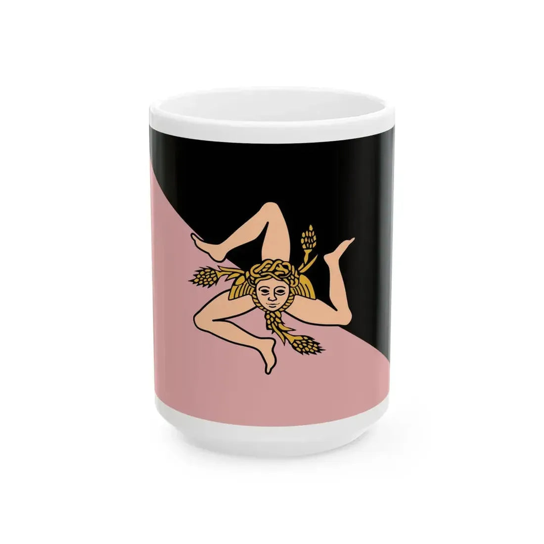 Flag of Sicily pink and black (Italy) White Coffee Mug 15oz - Go Mug Yourself