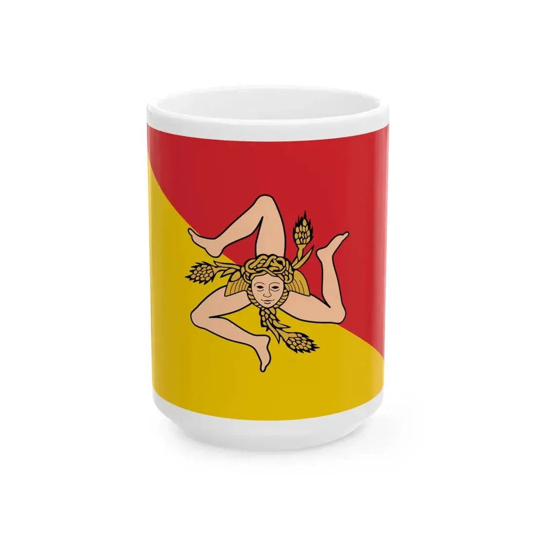 Flag of Sicily revised (Italy) White Coffee Mug 15oz - Go Mug Yourself