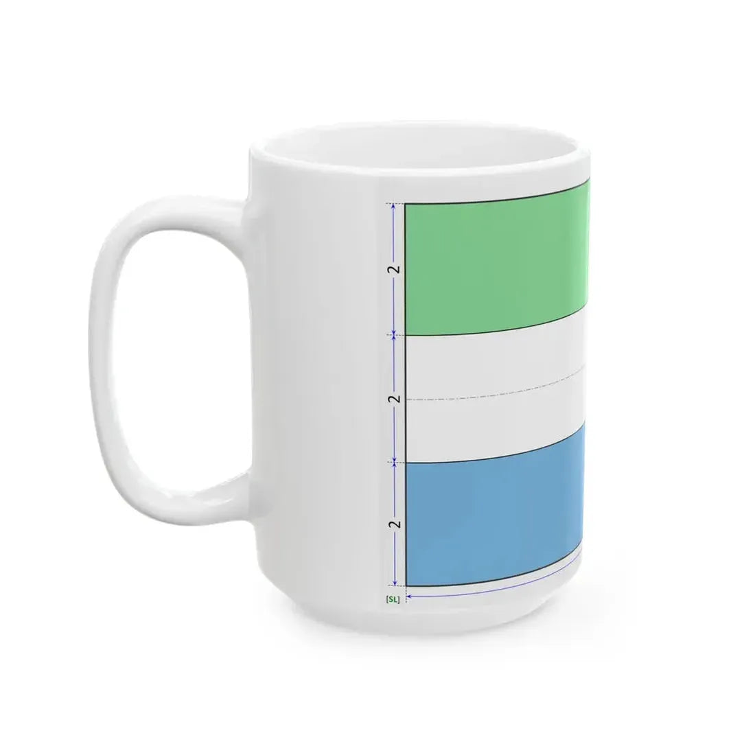 Flag of Sierra Leone construction sheet (Sierra Leone) White Coffee Mug - Go Mug Yourself