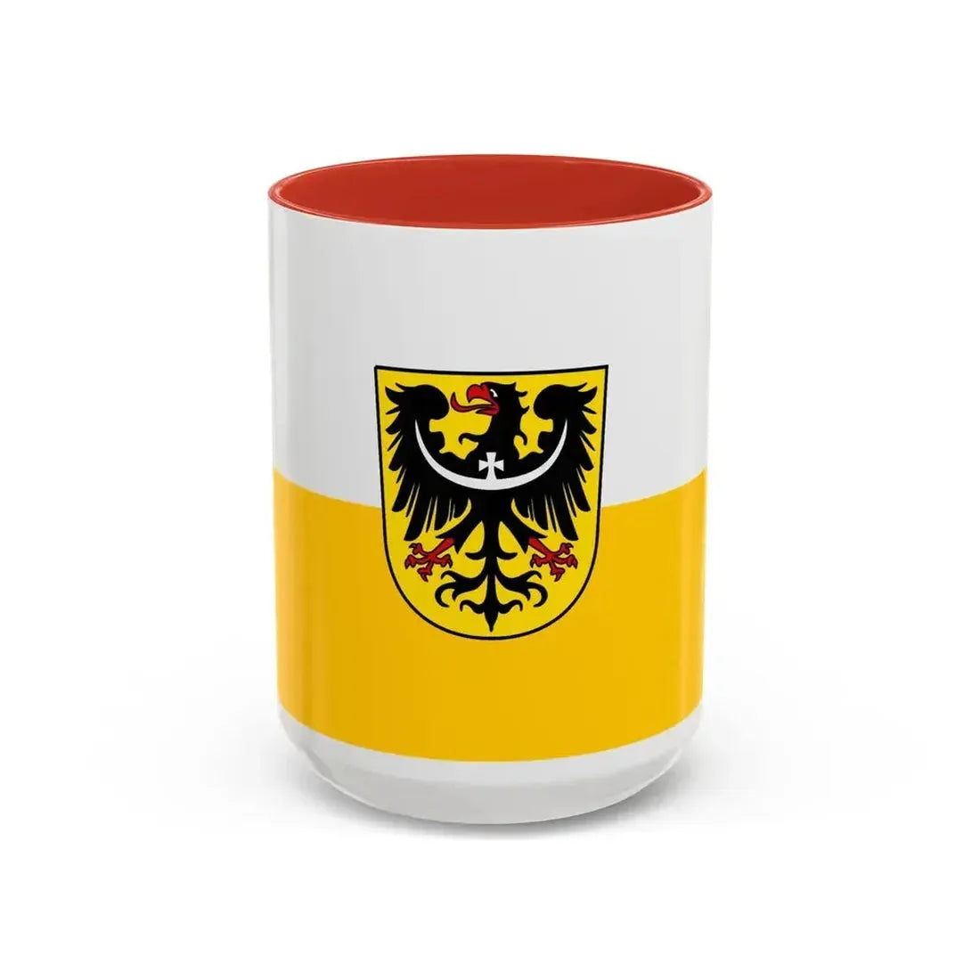 Flag of Silesia and Lower Silesia Germany - Accent Coffee Mug 15oz Red - Go Mug Yourself