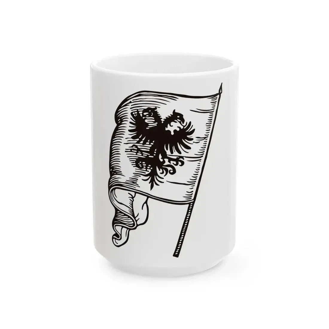 Flag of Skanderbeg by Hieronymus Henninges 1598 (Albania) White Coffee Mug 15oz - Go Mug Yourself