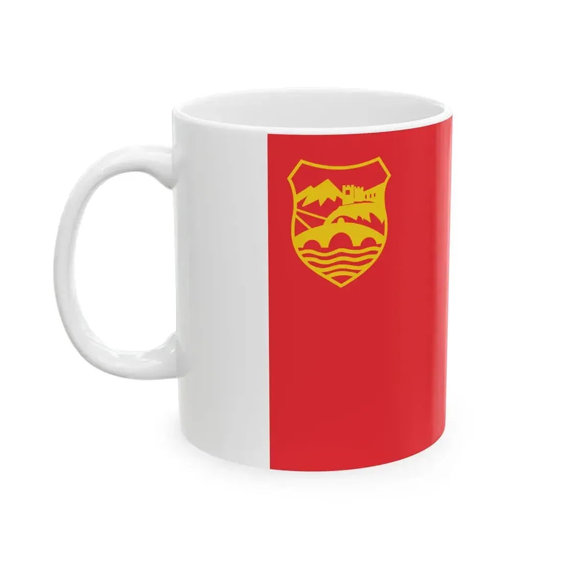 Flag of Skopje North Macedonia Rectangular (North Macedonia) White Coffee Mug - Go Mug Yourself