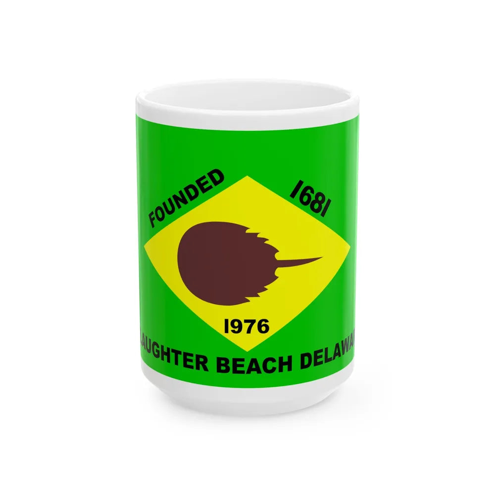 Flag of Slaughter Beach Delaware (United States) White Coffee Mug 15oz - Go Mug Yourself