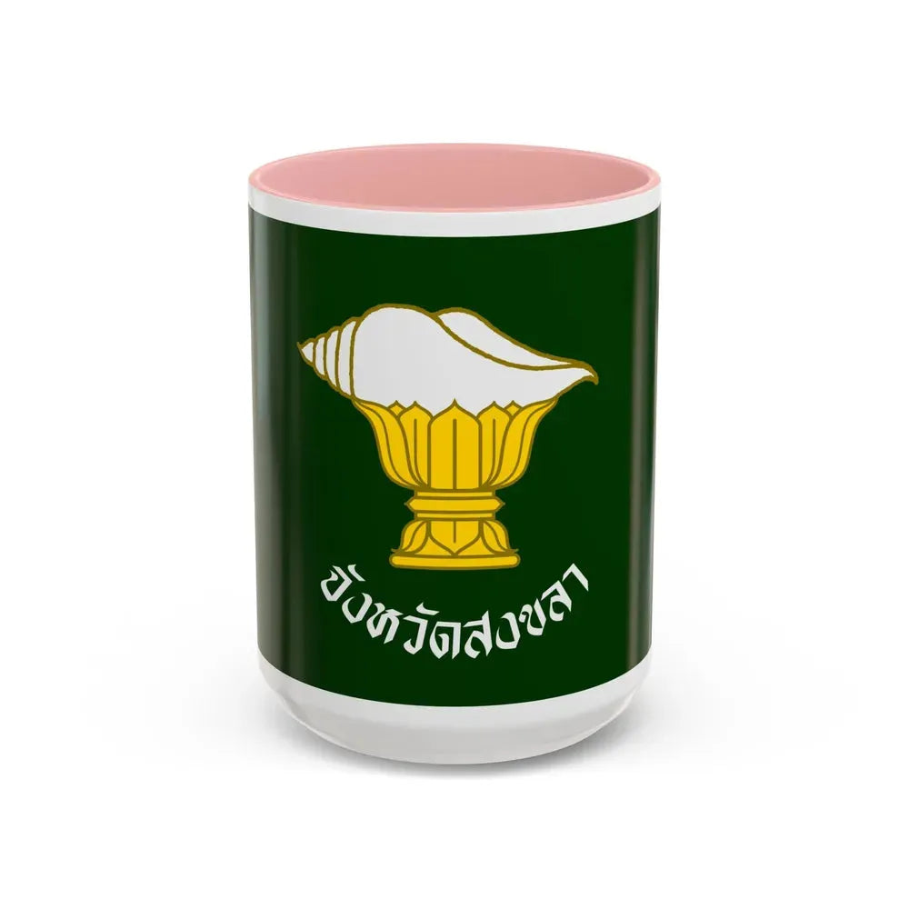 Flag of Songkhla Province Thailand - Accent Coffee Mug 15oz Pink - Go Mug Yourself