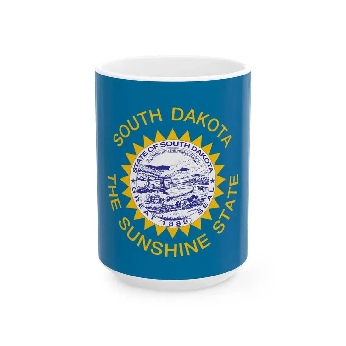 Flag of South Dakota 1963-1992 (United States) White Coffee Mug 15oz - Go Mug Yourself