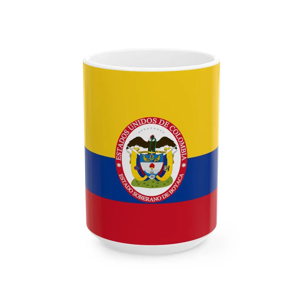 Flag of Sovereign State of Boyaca (Colombia) White Coffee Mug 15oz - Go Mug Yourself
