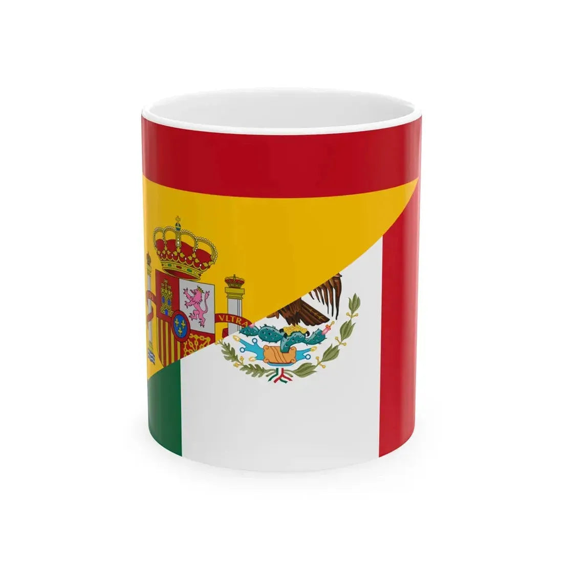 Flag of Spain and Mexico (Mexico) White Coffee Mug 11oz - Go Mug Yourself