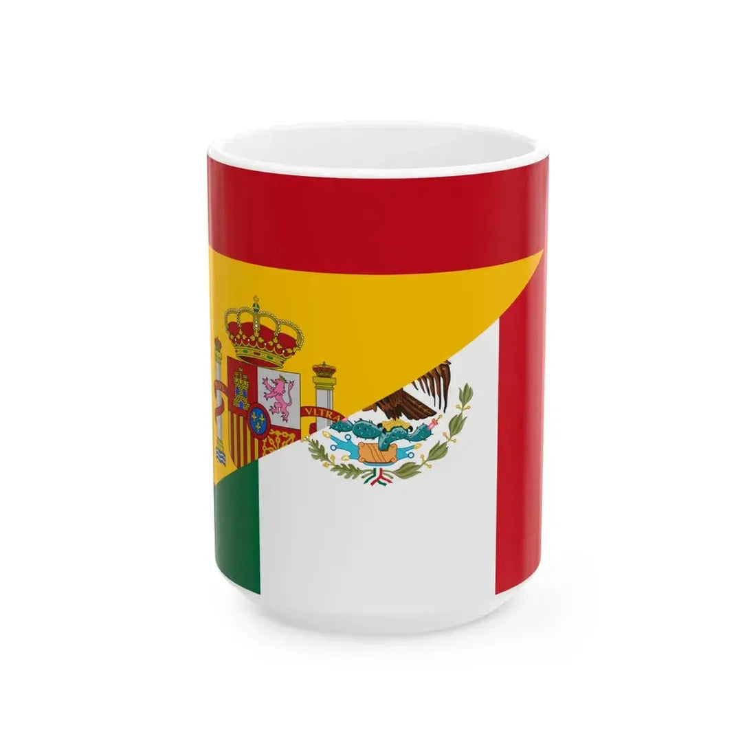 Flag of Spain and Mexico (Mexico) White Coffee Mug 15oz - Go Mug Yourself