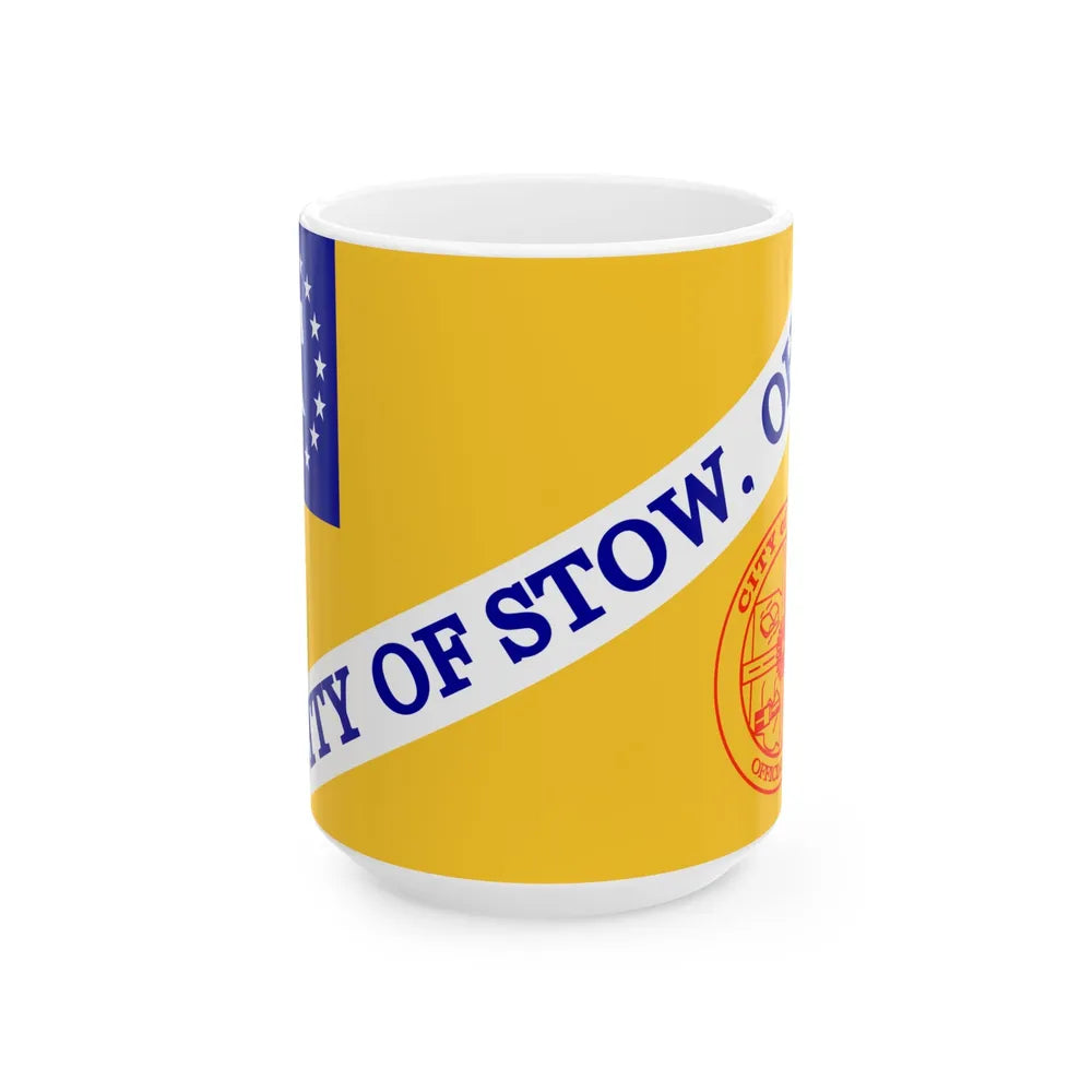 Flag of Stow Ohio (United States) White Coffee Mug 15oz - Go Mug Yourself
