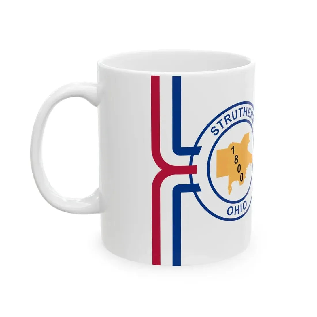 Flag of Struthers Ohio 1994-2019 (United States) White Coffee Mug - Go Mug Yourself