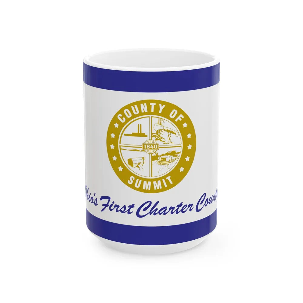 Flag of Summit County Ohio (United States) White Coffee Mug 15oz - Go Mug Yourself