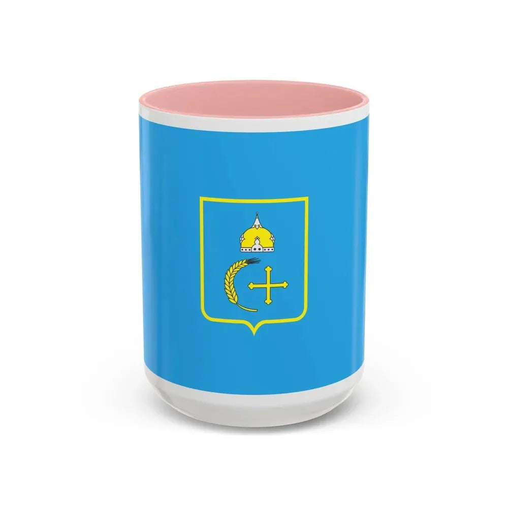 Flag of Sumy Oblast Ukraine - Accent Coffee Mug 15oz Pink - Go Mug Yourself