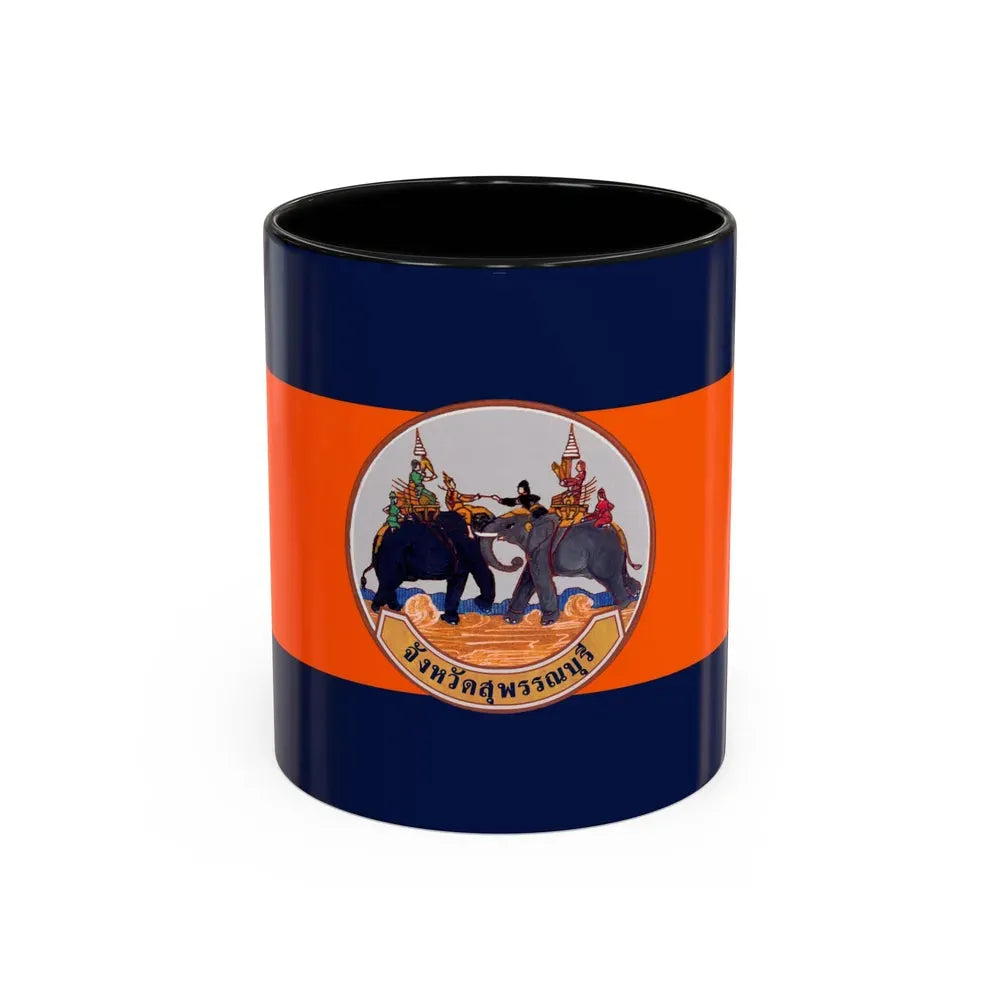 Flag of Suphan Buri Province Thailand - Accent Coffee Mug 11oz Black - Go Mug Yourself