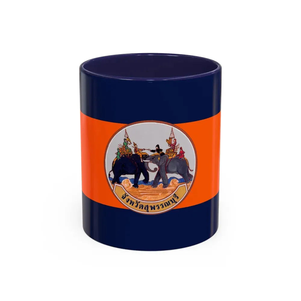 Flag of Suphan Buri Province Thailand - Accent Coffee Mug 11oz Navy - Go Mug Yourself