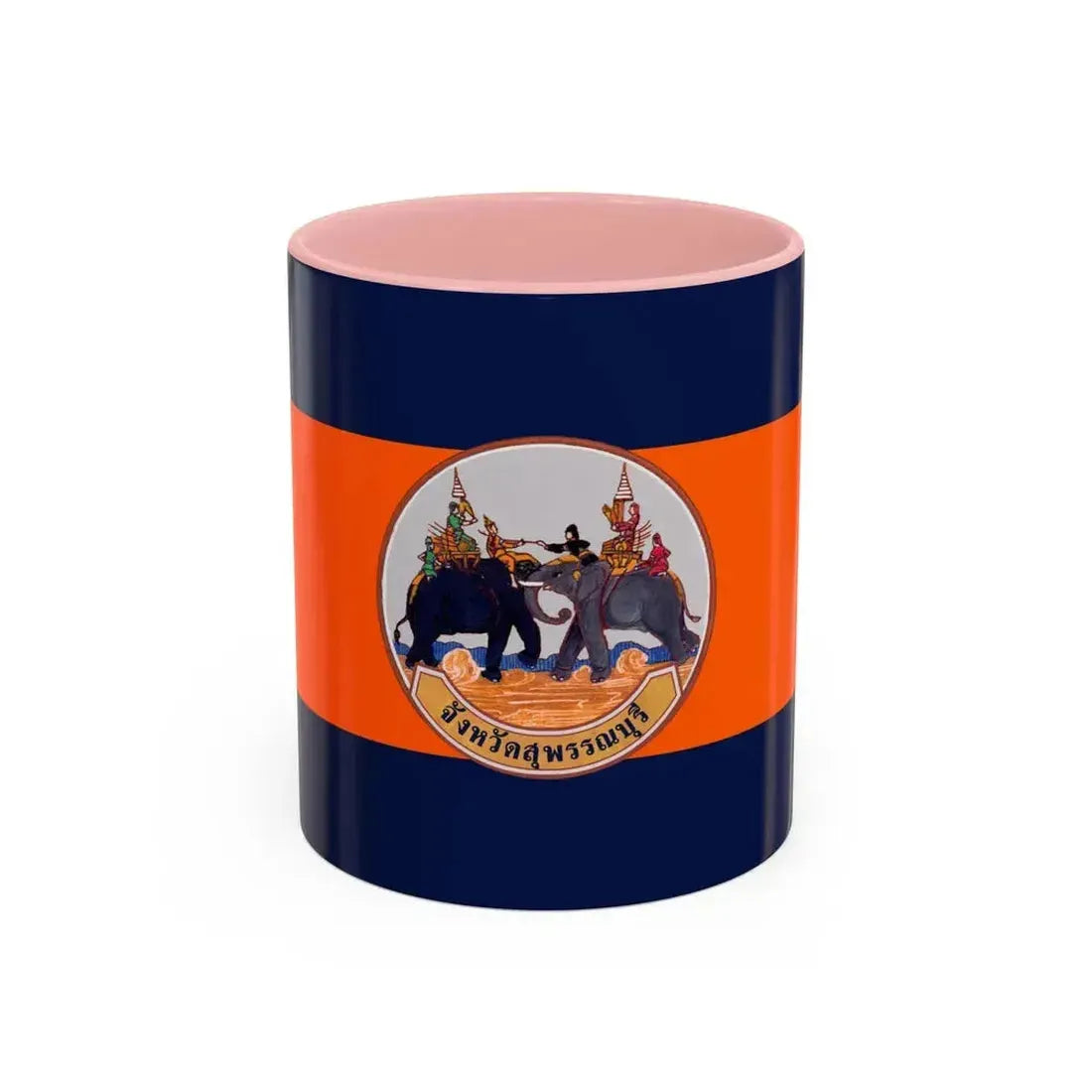 Flag of Suphan Buri Province Thailand - Accent Coffee Mug 11oz Pink - Go Mug Yourself