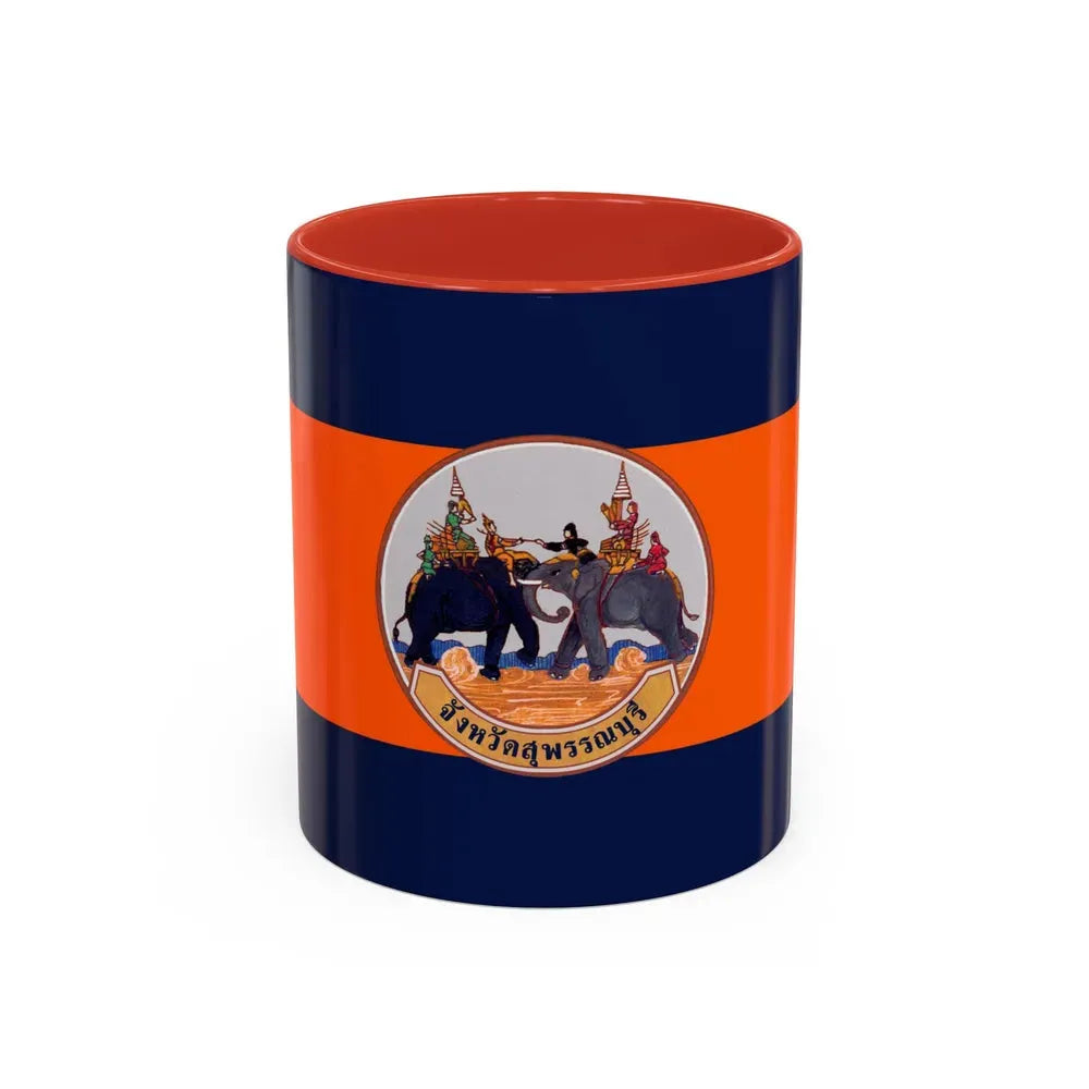 Flag of Suphan Buri Province Thailand - Accent Coffee Mug 11oz Red - Go Mug Yourself