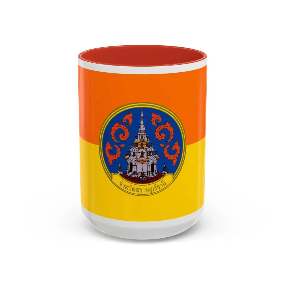 Flag of Surat Thani Province Thailand - Accent Coffee Mug 15oz Red - Go Mug Yourself