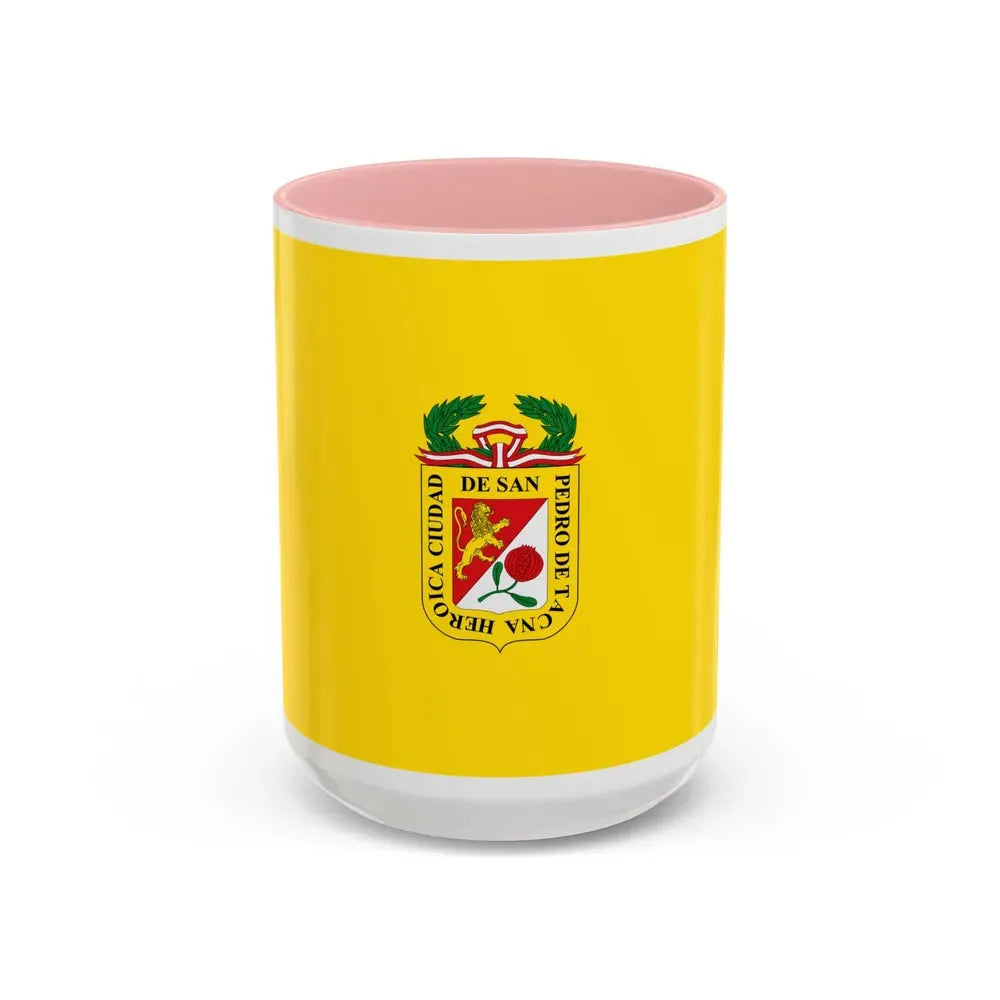 Flag of Tacna capital of the Tacna Region Peru - Accent Coffee Mug 15oz Pink - Go Mug Yourself