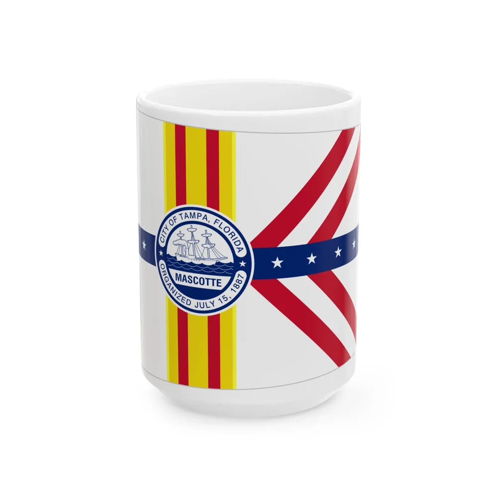 Flag of Tampa Florida (United States) White Coffee Mug 15oz - Go Mug Yourself