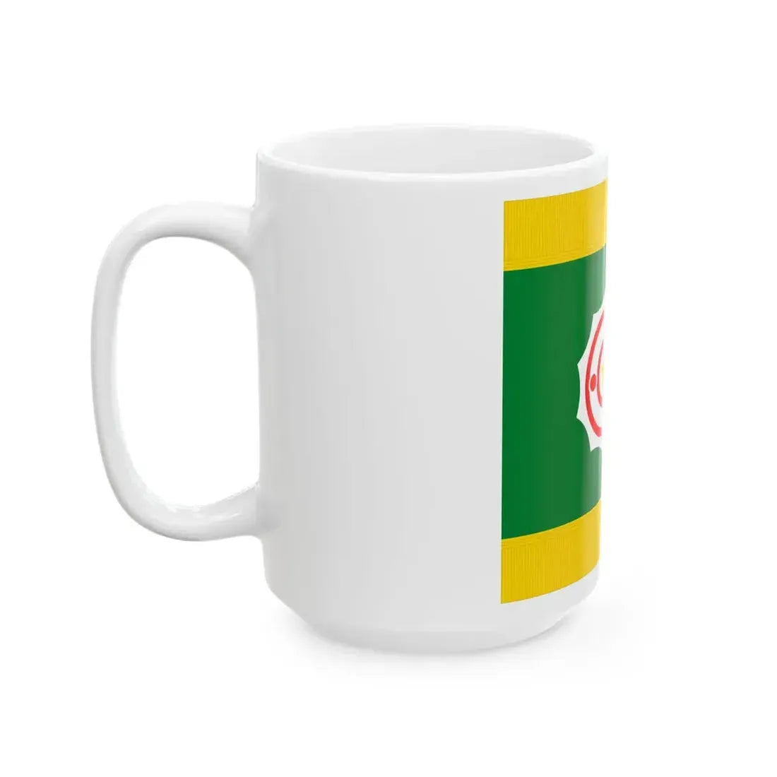 Flag of Tanno Hokkaido 1946-2006 fringed (Japan) White Coffee Mug - Go Mug Yourself