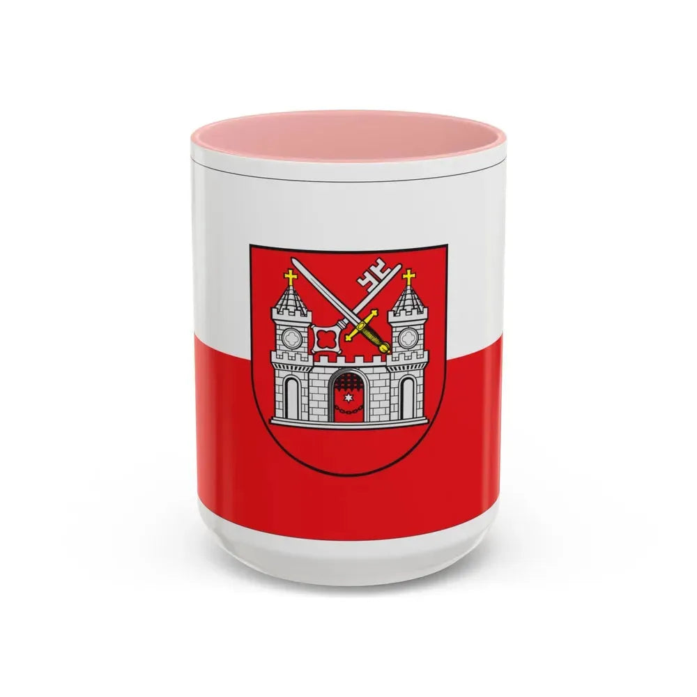 Flag of Tartu Estonia - Accent Coffee Mug 15oz Pink - Go Mug Yourself