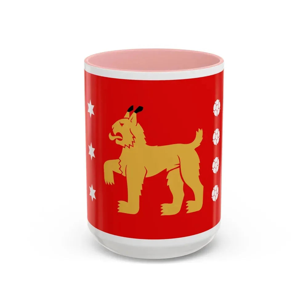 Flag of Tavastia Proper Finland - Accent Coffee Mug 15oz Pink - Go Mug Yourself