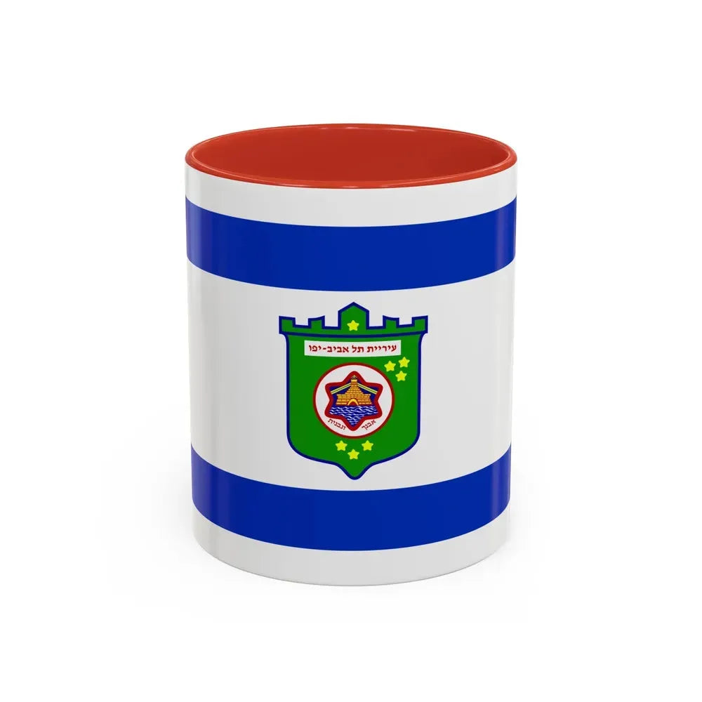 Flag of Tel Aviv Israel - Accent Coffee Mug 11oz Red - Go Mug Yourself
