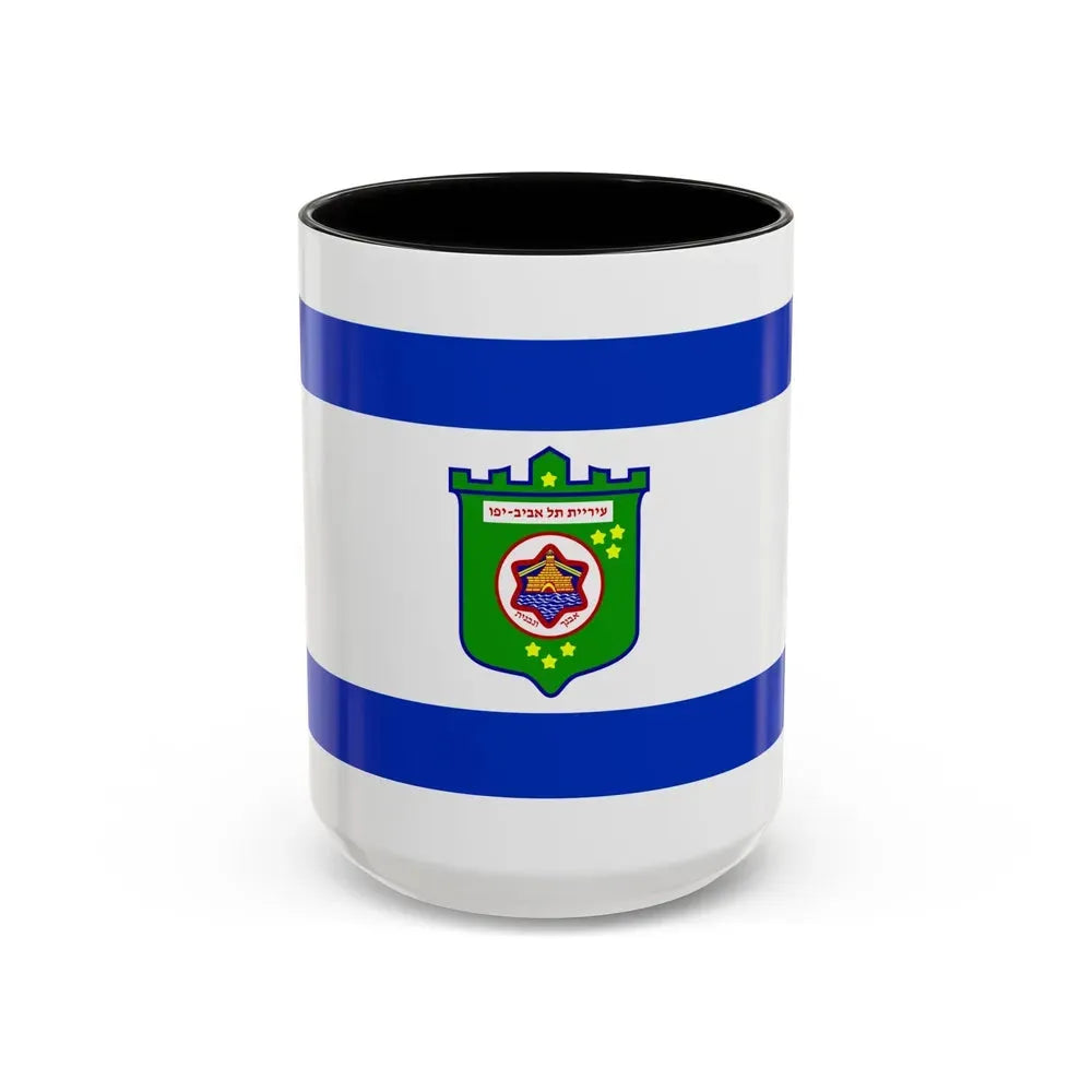 Flag of Tel Aviv Israel - Accent Coffee Mug 15oz Black - Go Mug Yourself