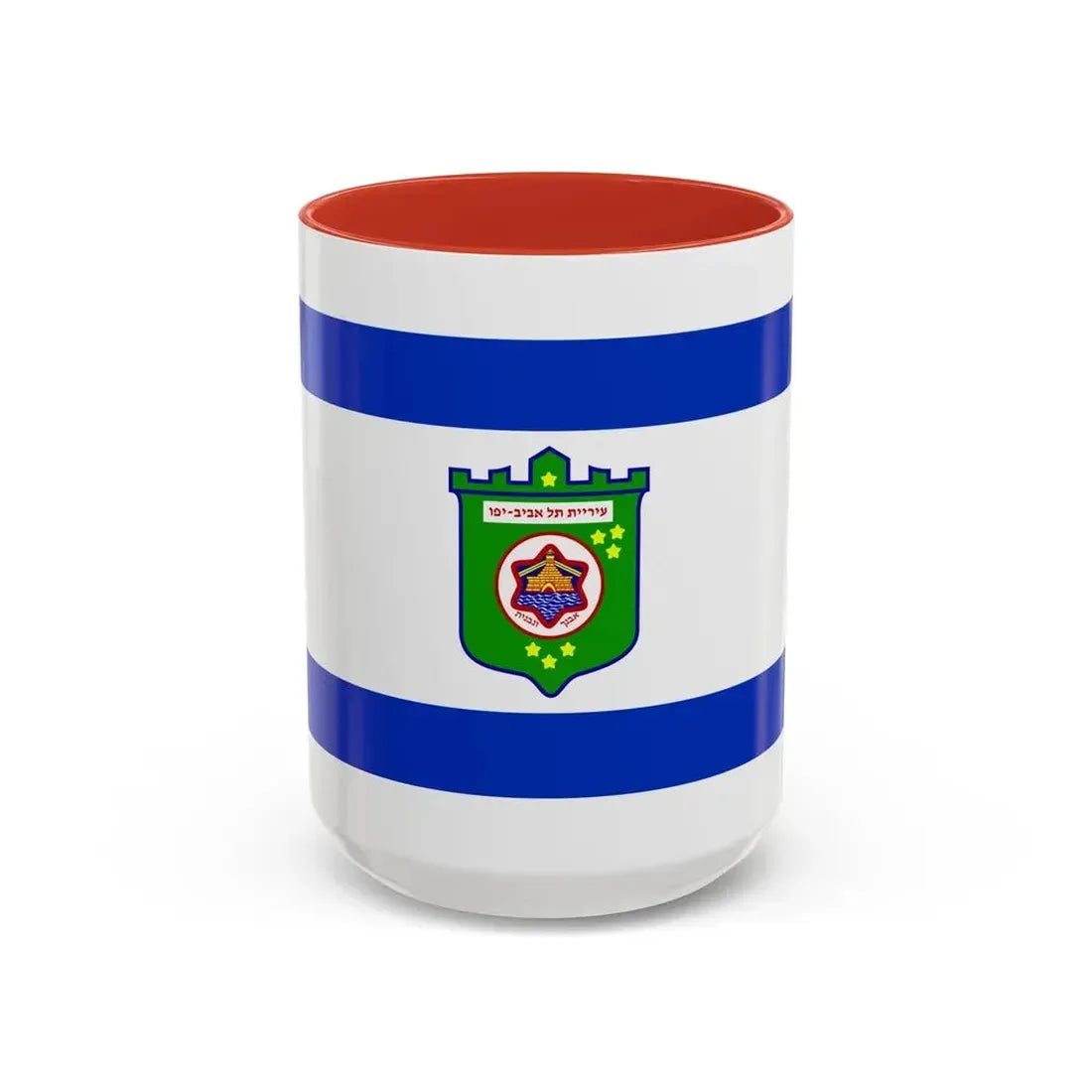 Flag of Tel Aviv Israel - Accent Coffee Mug 15oz Red - Go Mug Yourself