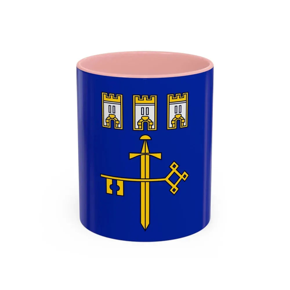 Flag of Ternopil Oblast Ukraine - Accent Coffee Mug 11oz Pink - Go Mug Yourself