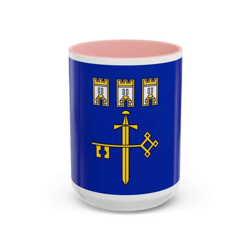 Flag of Ternopil Oblast Ukraine - Accent Coffee Mug 15oz Pink - Go Mug Yourself