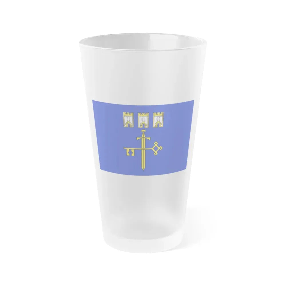 Flag of Ternopil Oblast Ukraine - Frosted Pint Glass 16oz 16oz Frosted - Go Mug Yourself
