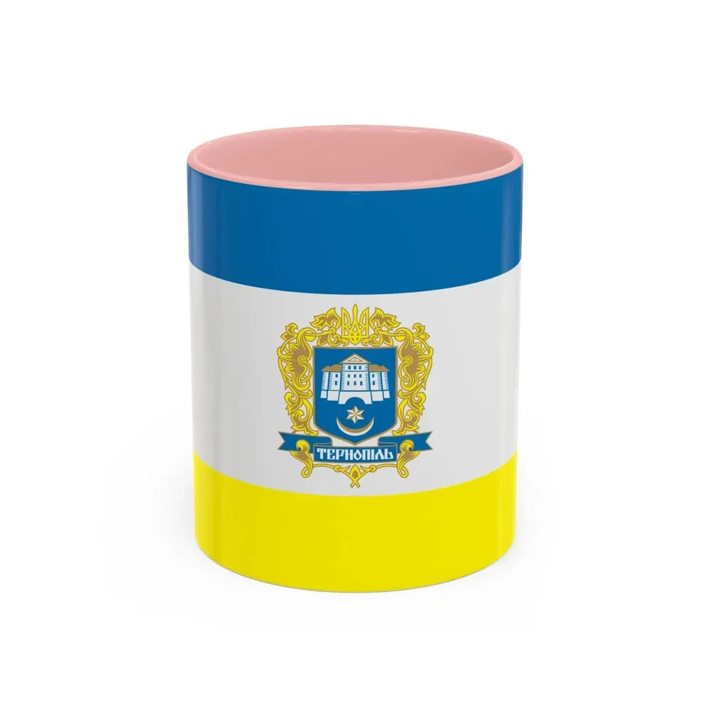 Flag of Ternopil Ukraine - Accent Coffee Mug 11oz Pink - Go Mug Yourself