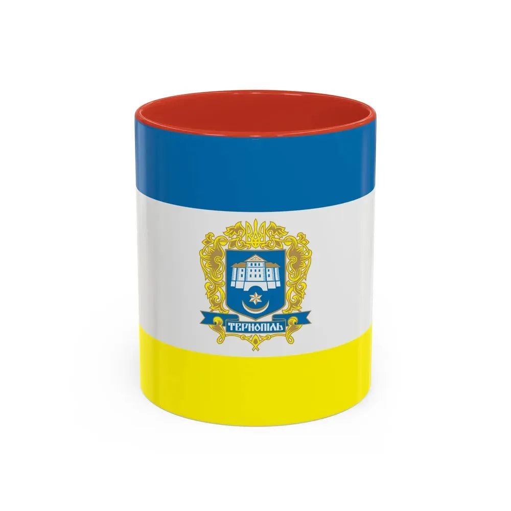 Flag of Ternopil Ukraine - Accent Coffee Mug 11oz Red - Go Mug Yourself