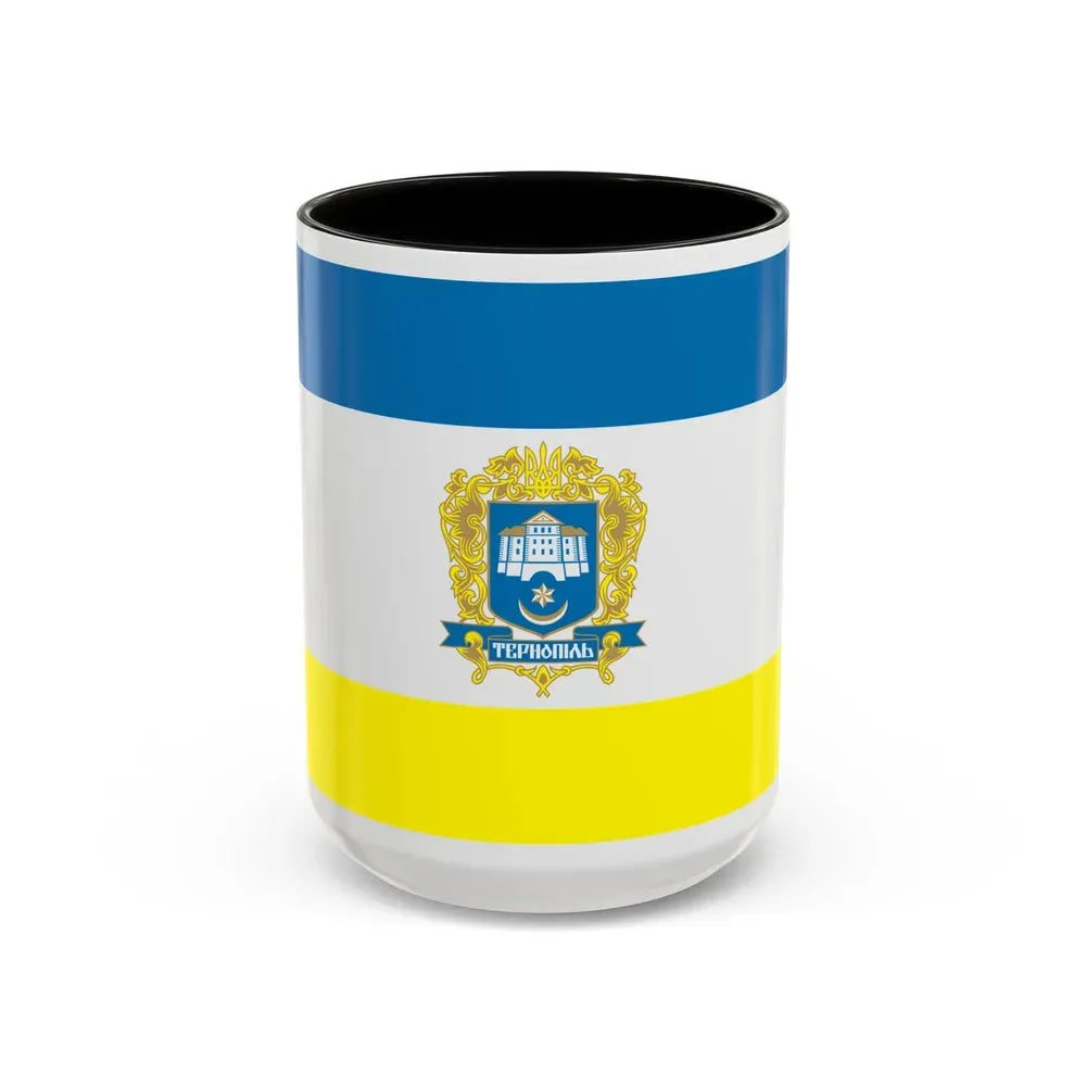 Flag of Ternopil Ukraine - Accent Coffee Mug 15oz Black - Go Mug Yourself