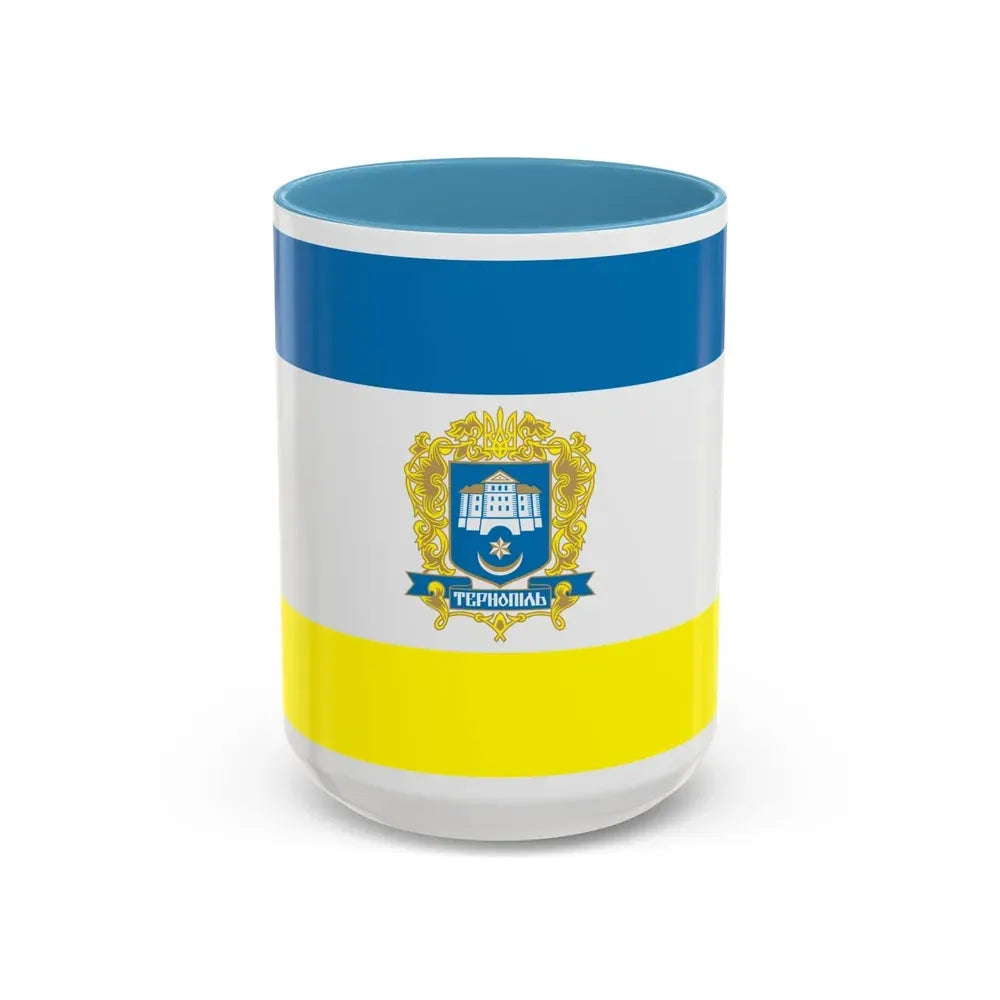 Flag of Ternopil Ukraine - Accent Coffee Mug 15oz Light Blue - Go Mug Yourself
