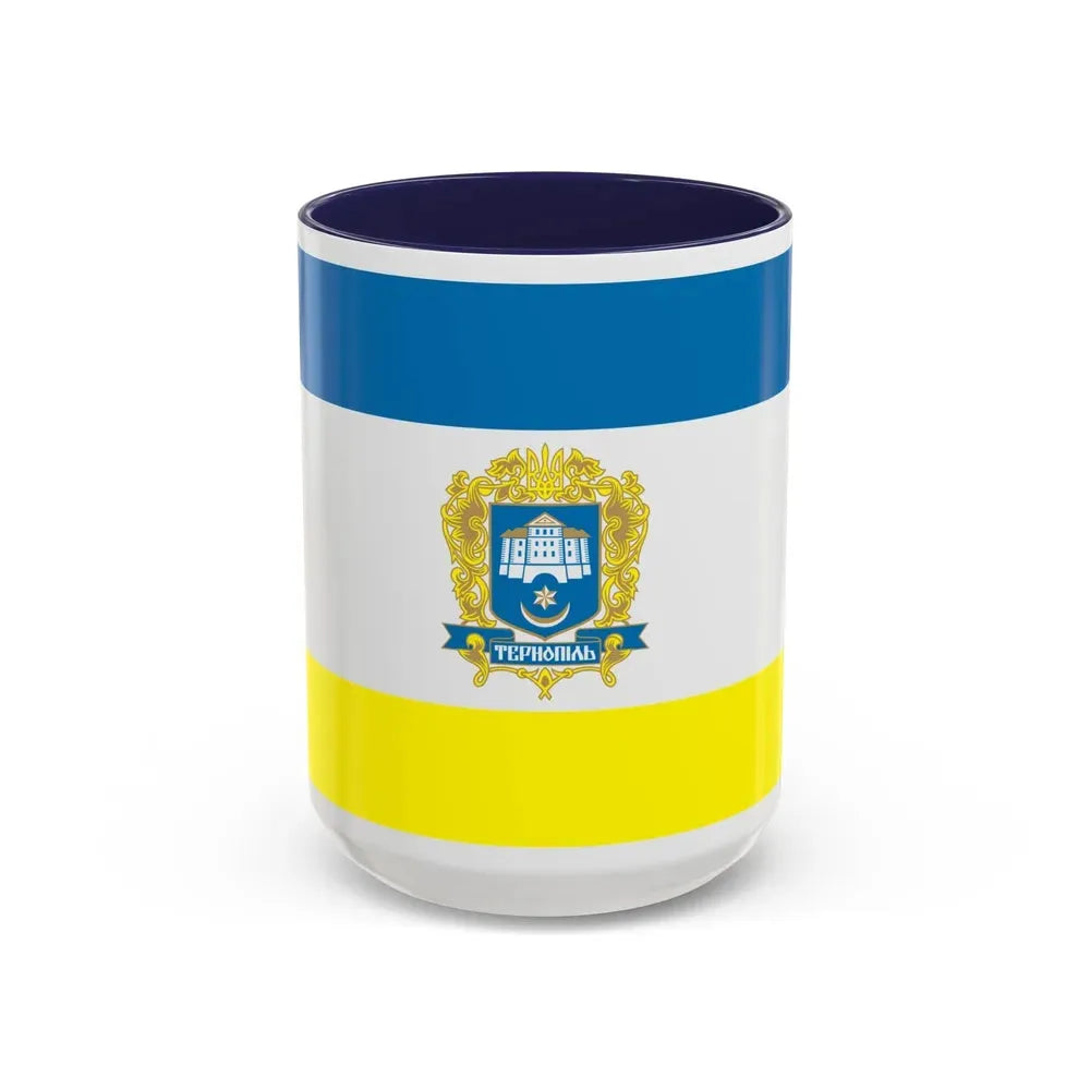 Flag of Ternopil Ukraine - Accent Coffee Mug 15oz Navy - Go Mug Yourself