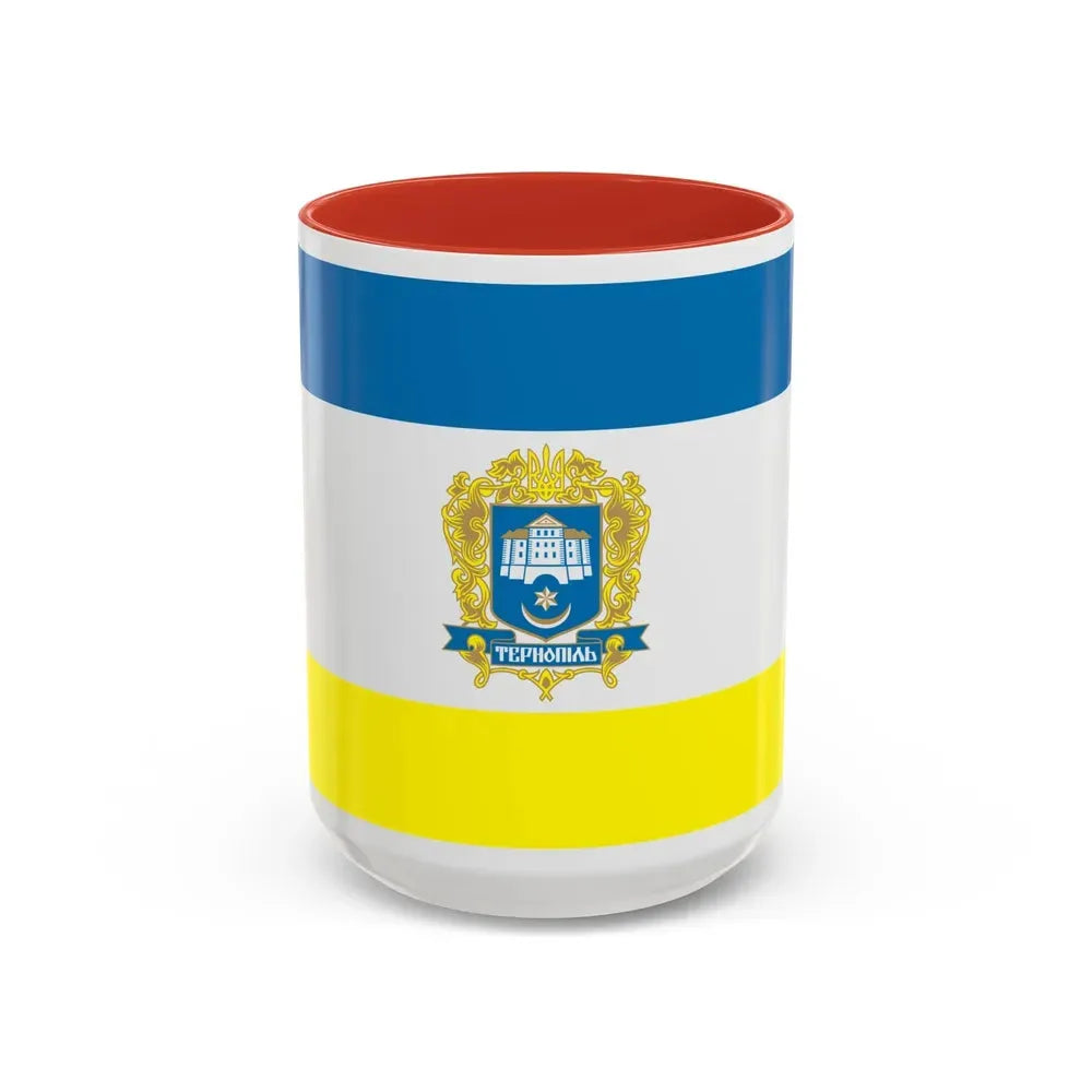 Flag of Ternopil Ukraine - Accent Coffee Mug 15oz Red - Go Mug Yourself