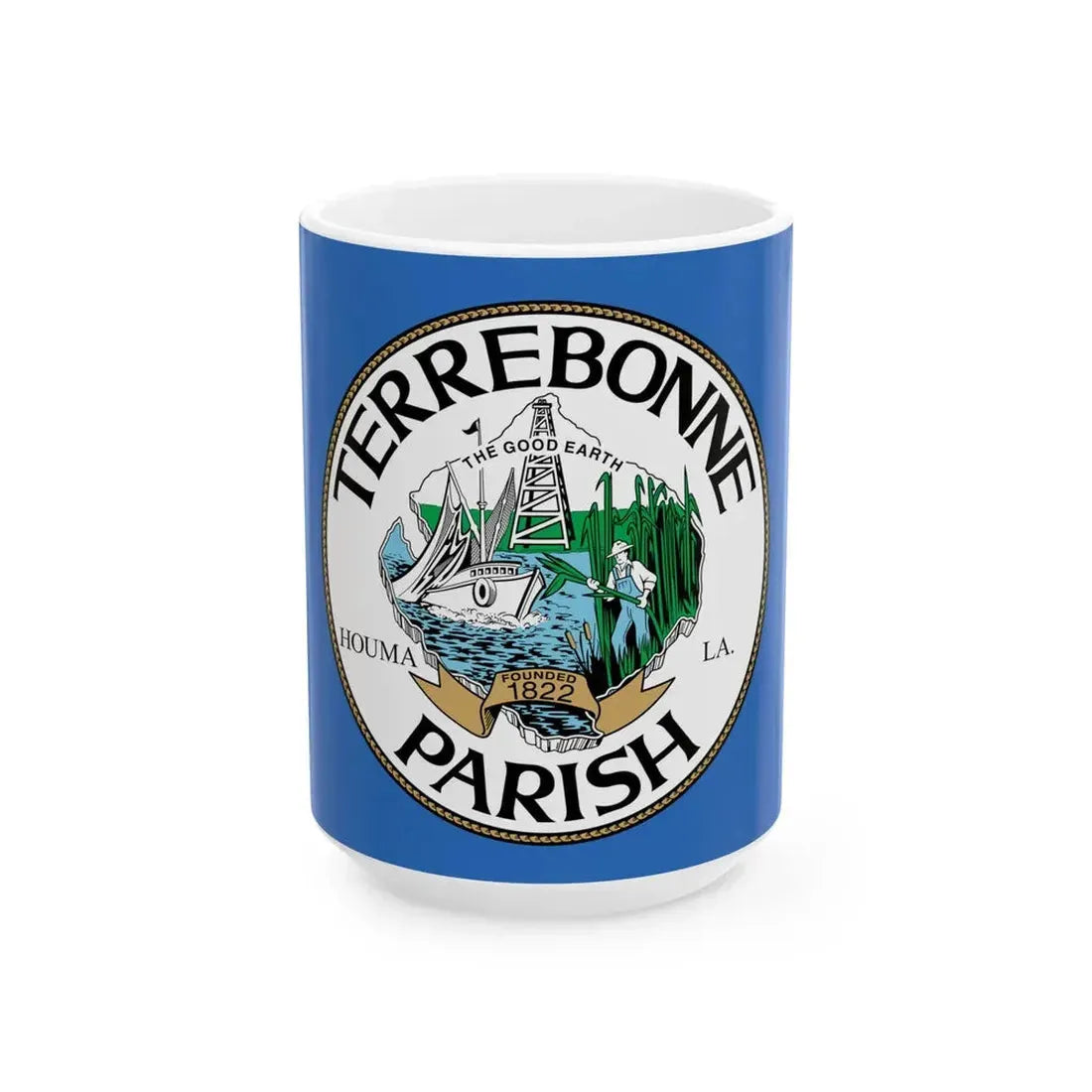 Flag of Terrebonne Parish Louisiana (United States) White Coffee Mug 15oz - Go Mug Yourself
