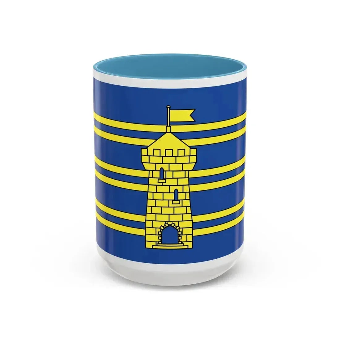 Flag of Territoire de Belfort France 2 - Accent Coffee Mug 15oz Light Blue - Go Mug Yourself