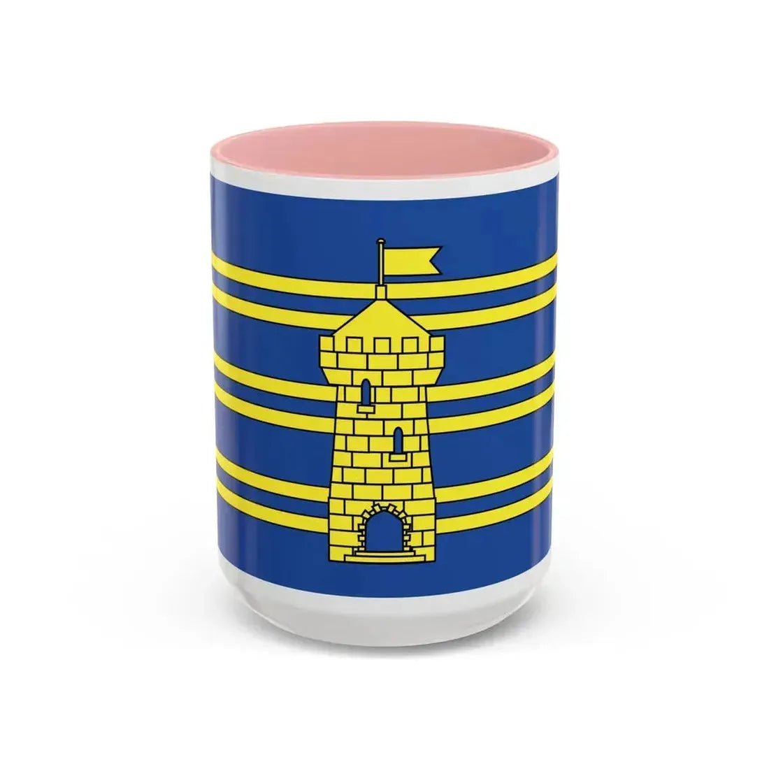 Flag of Territoire de Belfort France 2 - Accent Coffee Mug 15oz Pink - Go Mug Yourself