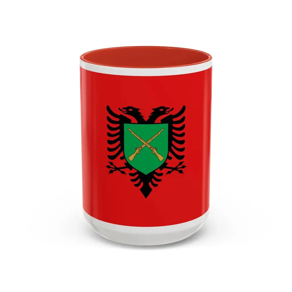 Flag of the Albanian Land Forces - Accent Coffee Mug 15oz Red - Go Mug Yourself